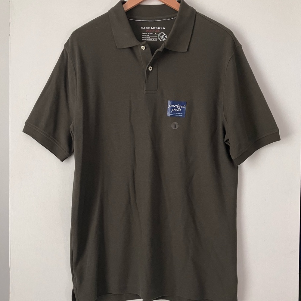 Saddlebred Perfect Polo Short Sleeve Size M Olive Color New with Tags NW…